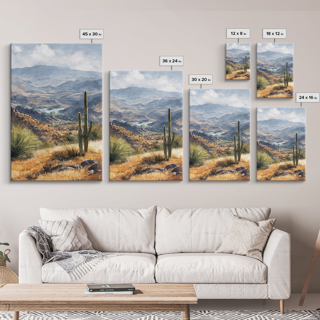 Desert Cactus Blooming After Rain Framed Canvas Print, Nature Art, Statement Artwork, Living Room Decor, Fine Art, Nature, NAT-2x3-4