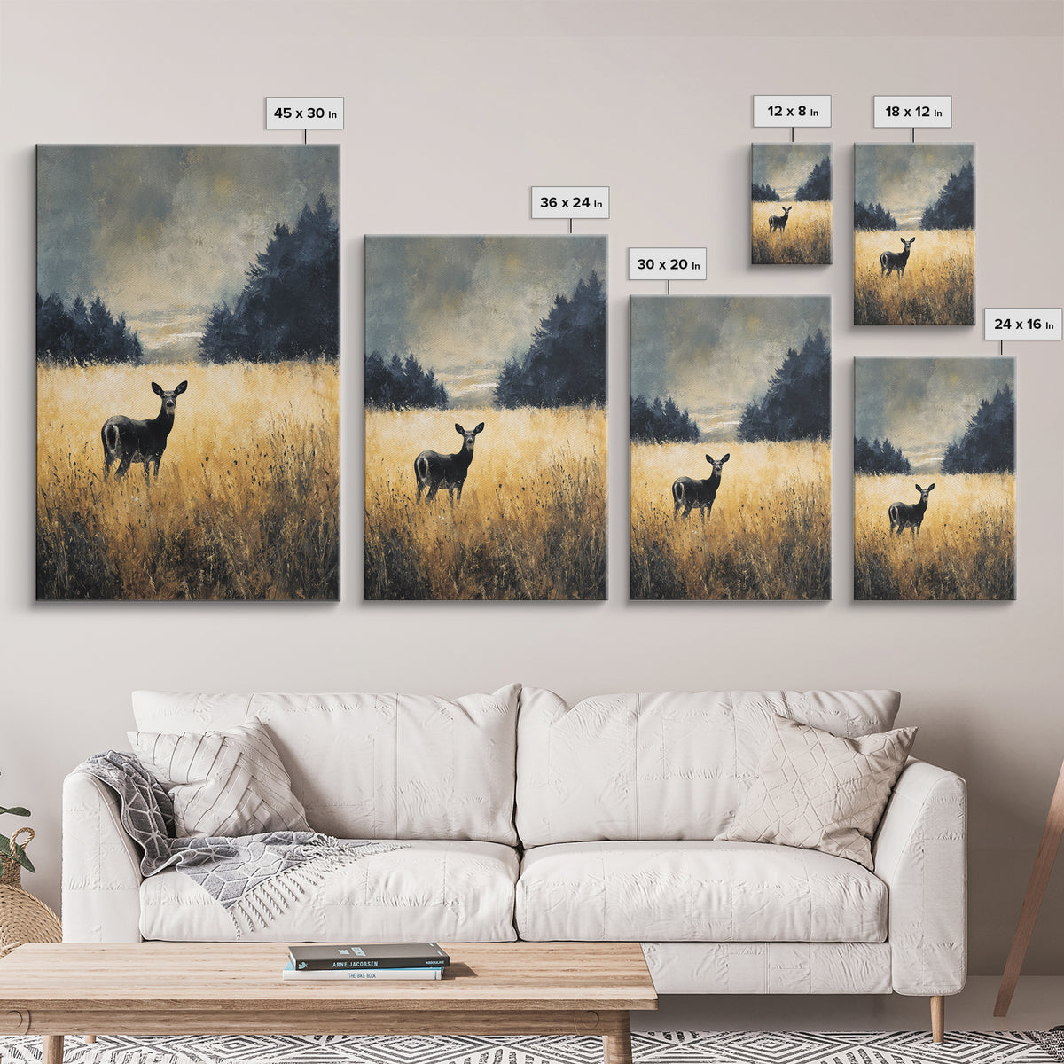 Deer Standing in a Golden Field Canvas Print, Nature Art, Fine Art Print, Living Room Decor, Fine Art, Nature, Poster, NAT-2x3-40