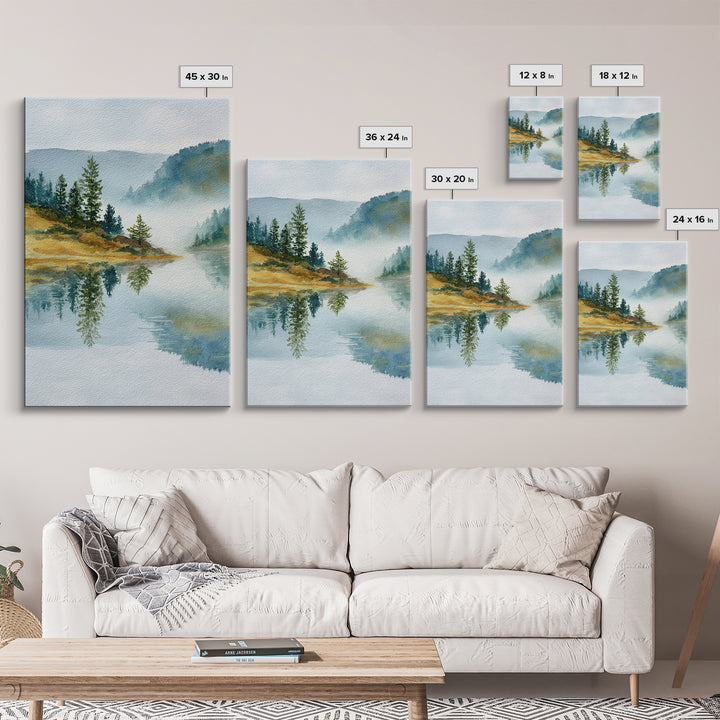 Misty Mountain Lake Canvas Print, Nature Art, Original Painting, Living Room Decor, Fine Art, Nature, Mountain Wall Art, NAT-2x3-61