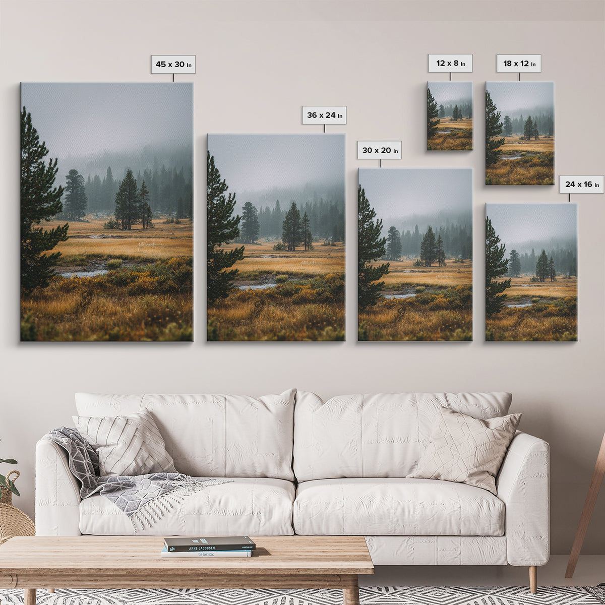 Moody Pine Forest Framed Canvas Print, Nature Art, Framed Art, Living Room Decor, Nature, Botanical Art, Digital Download Art, NAT-2x3-73