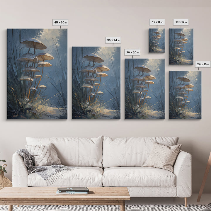 Mushroom Cluster in Enchanted Woodland Framed Canvas Print, Nature Art, 3d Wall Art, Living Room Decor, Fine Art, Nature, NAT-2x3-87