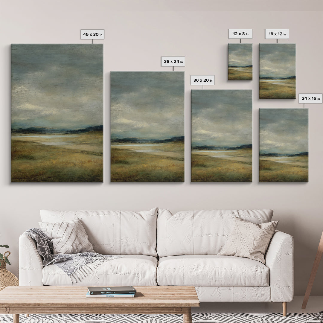 Storm Clouds over a Rolling Prairie Framed Canvas Print, Nature Art, Wall Hangings, Living Room Decor, Fine Art, Nature, NAT-2x3-94
