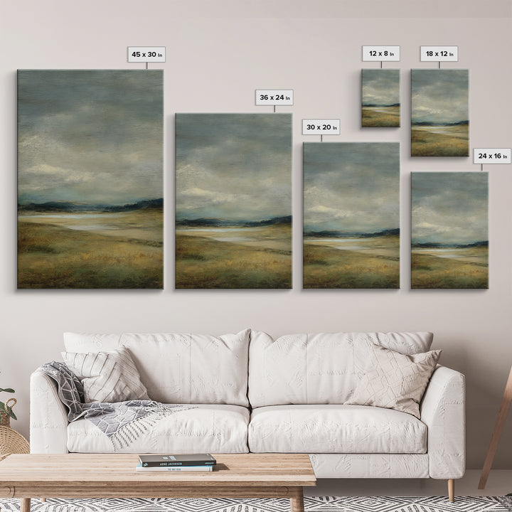Storm Clouds over a Rolling Prairie Framed Canvas Print, Nature Art, Wall Hangings, Living Room Decor, Fine Art, Nature, NAT-2x3-94