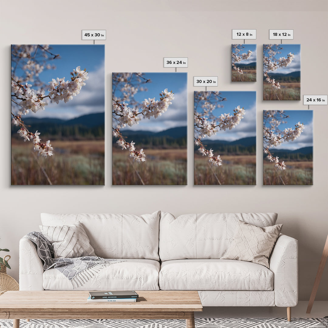 Spring Cherry Blossoms Canvas Print, Nature Art, Original Painting, Living Room Decor, Fine Art, Nature, Mountain Wall Art, NAT-2x3-96