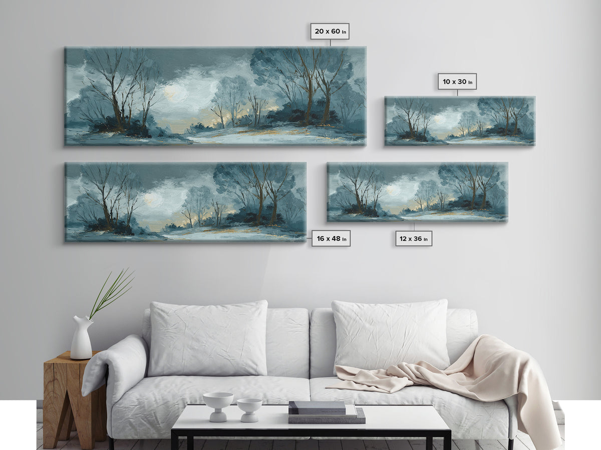 Owl in Moonlit Branches Canvas Print, Nature Art, Bird Wall Art, Living Room Decor, Fine Art, Nature, Textured Painting, NAT-3x1-11