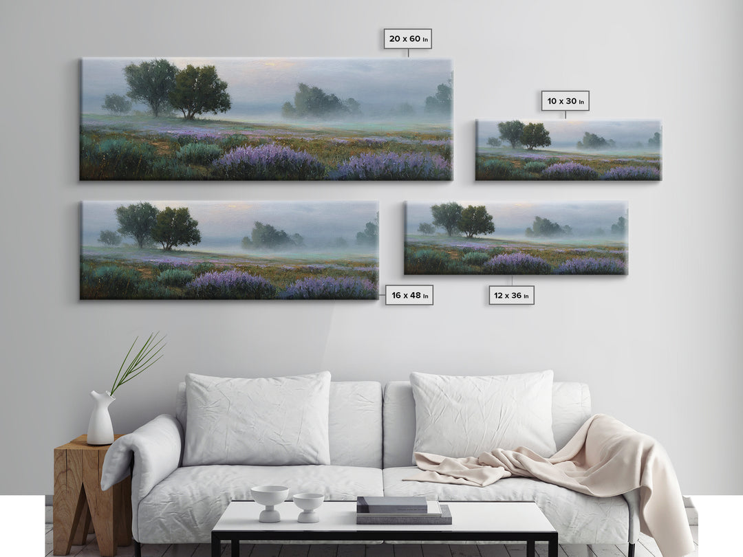 Bees Circling Lavender Blossoms Framed Canvas Print, Nature Art, Nature Wall Art, Living Room Decor, Fine Art, Nature, NAT-3x1-15