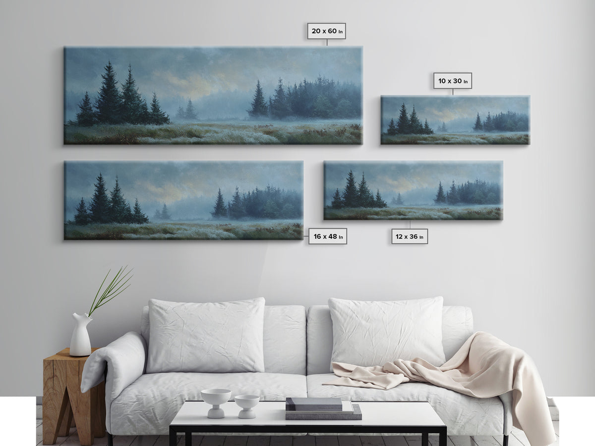Moody Pine Forest Canvas Print, Nature Art, 3d Wall Art, Living Room Decor, Oil Painting, Nature, Nature Wall Art, NAT-3x1-33