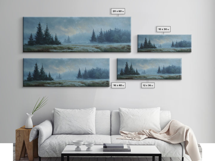 Moody Pine Forest Canvas Print, Nature Art, 3d Wall Art, Living Room Decor, Oil Painting, Nature, Nature Wall Art, NAT-3x1-33