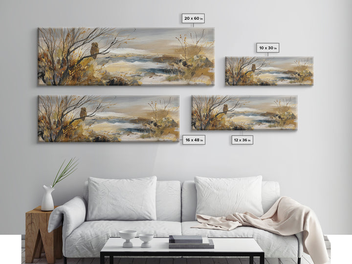 Owl in Moonlit Branches Canvas Print, Nature Art, Art Print, Living Room Decor, Oil Painting, Nature, Printable Wall Art, NAT-3x1-35
