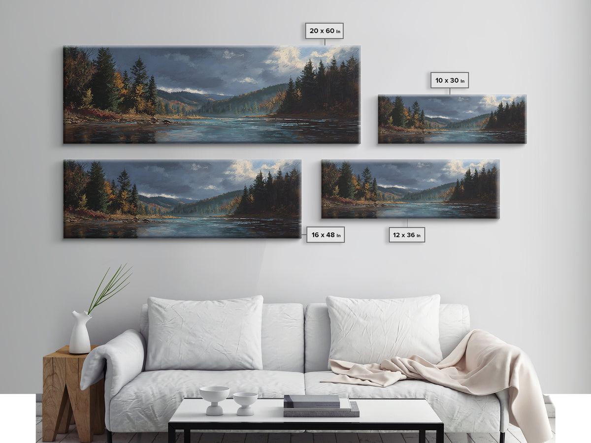Autumn Leaves Floating on Quiet Stream Canvas Print, Nature Art, 3d Wall Art, Living Room Decor, Nature, Nature Wall Art, NAT-3x1-46