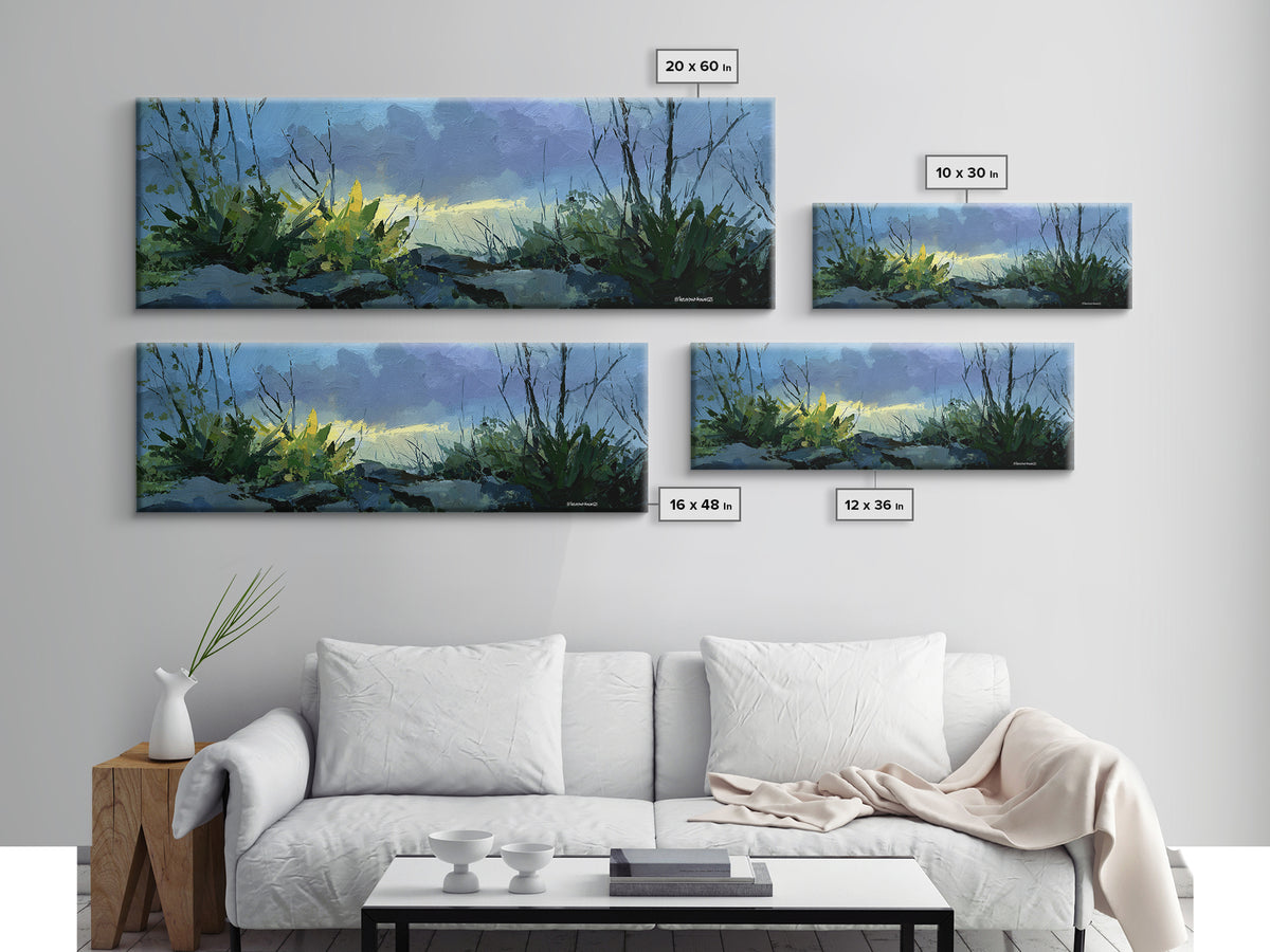 Tropical Jungle Leaves Canvas Print, Nature Art, Moss Art, Living Room Decor, Oil Painting, Nature, Statement Artwork, NAT-3x1-61