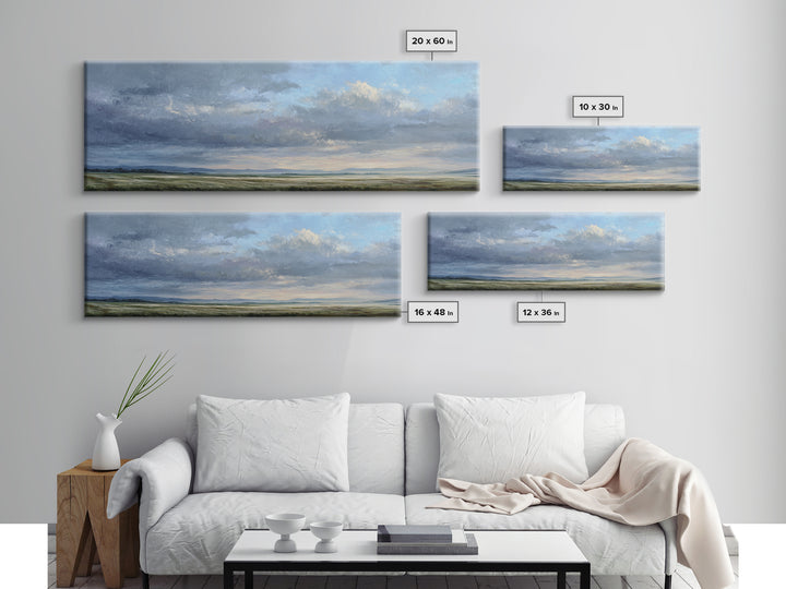 Storm Clouds over a Rolling Prairie Canvas Print, Nature Art, Poster, Living Room Decor, Fine Art, Nature, Abstract Wall Art, NAT-3x1-78