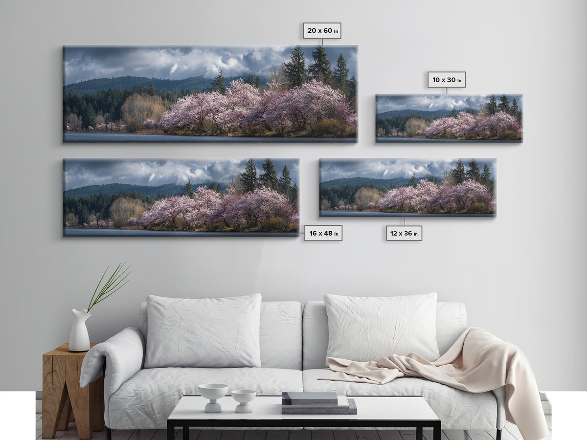 Spring Cherry Blossoms Canvas Print, Nature Art, Poster, Living Room Decor, Fine Art, Nature, Abstract Wall Art, 3d Wall Art, NAT-3x1-80