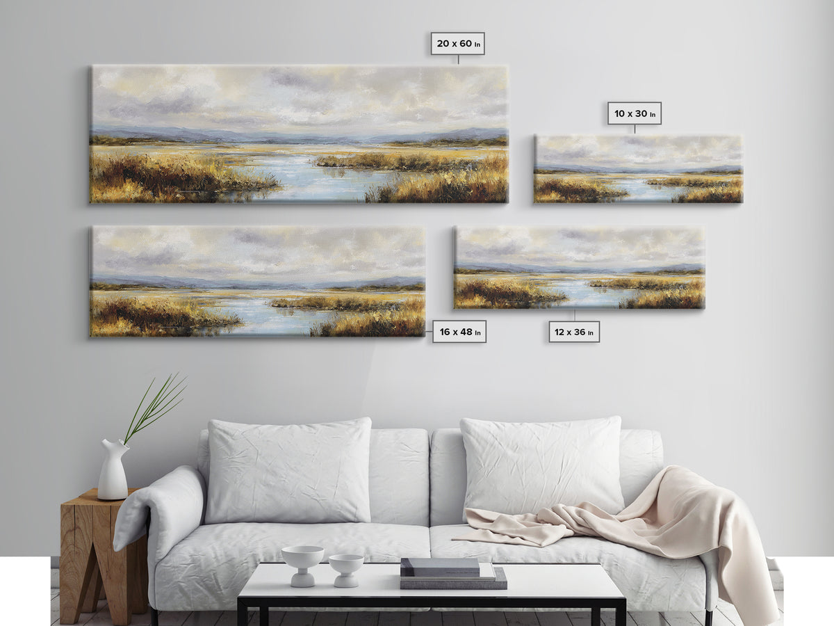 Dragonfly over a Pond with Reeds Framed Canvas Print, Nature Art, Wood Wall Art, Living Room Decor, Fine Art, Nature, NAT-3x1-82