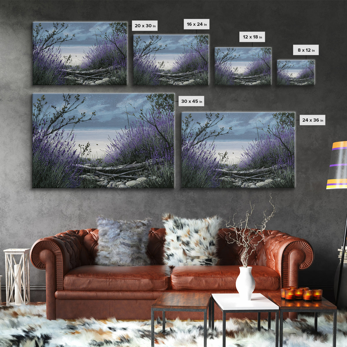 Bees Circling Lavender Blossoms Framed Canvas Print, Nature Art, Living Room Wall Art, Living Room Decor, Fine Art, Nature, NAT-3x2-27