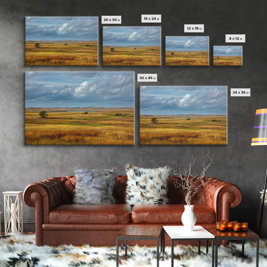 Storm Clouds over a Rolling Prairie Canvas Print, Nature Art, Living Room Decor, Fine Art, Nature, Ocean Art, Bird Wall Art, NAT-3x2-42