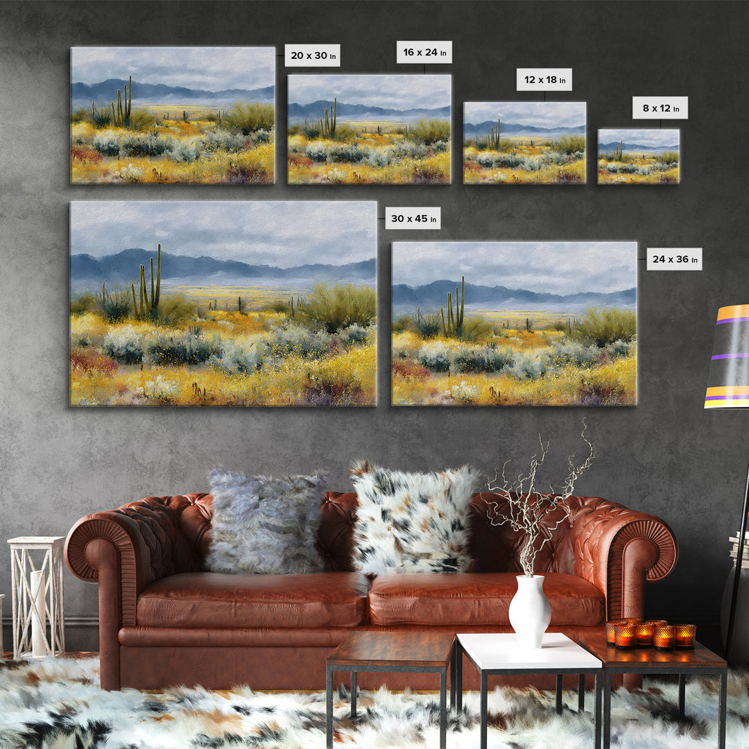 Desert Cactus Blooming After Rain Canvas Print, Nature Art, Mountain Wall Art, Living Room Decor, Nature, Fine Art Print, NAT-3x2-48