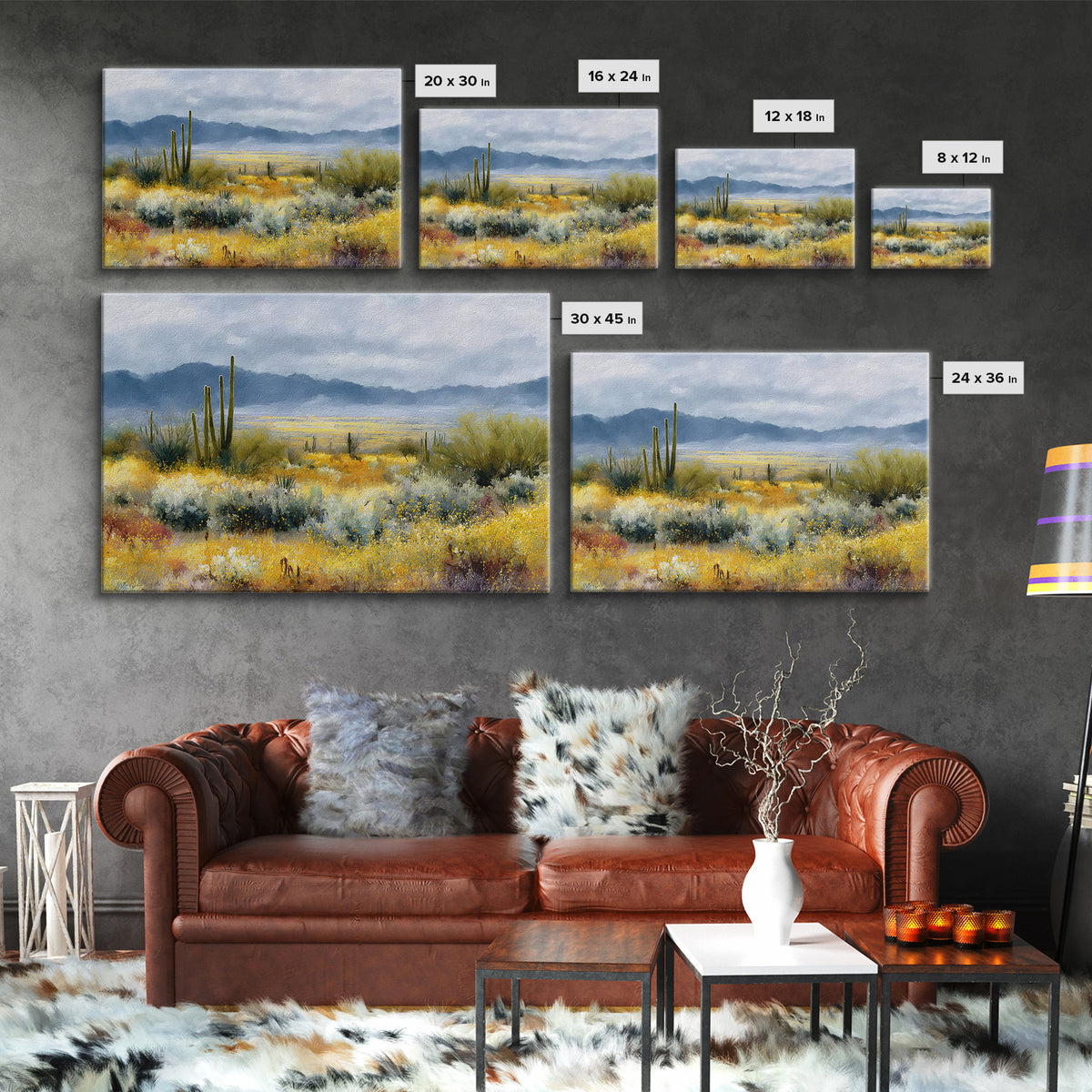 Desert Cactus Blooming After Rain Canvas Print, Nature Art, Mountain Wall Art, Living Room Decor, Nature, Fine Art Print, NAT-3x2-48