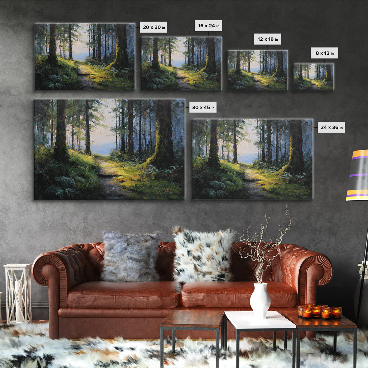 Sunlit Forest Path Canvas Print, Nature Art, Digital Download Art, Living Room Decor, Fine Art, Nature, Luxury Decor, NAT-3x2-53