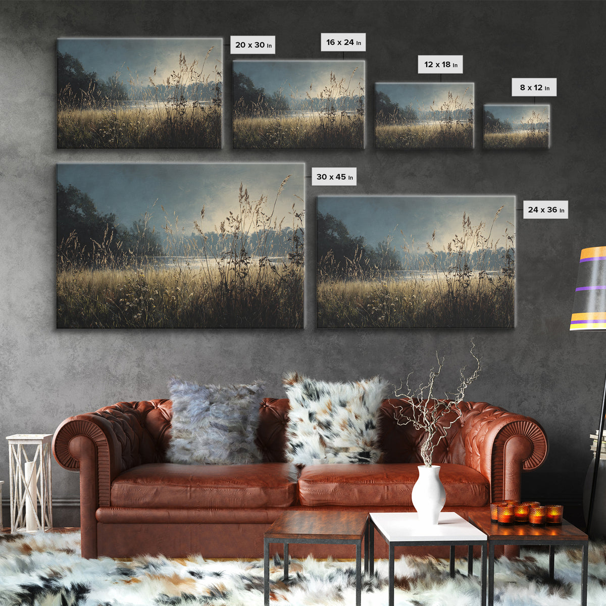 Sunrise Through Tall Grass and Wildflowers Framed Canvas Print, Nature Art, Fine Art Print, Living Room Decor, Fine Art, Nature, NAT-3x2-87