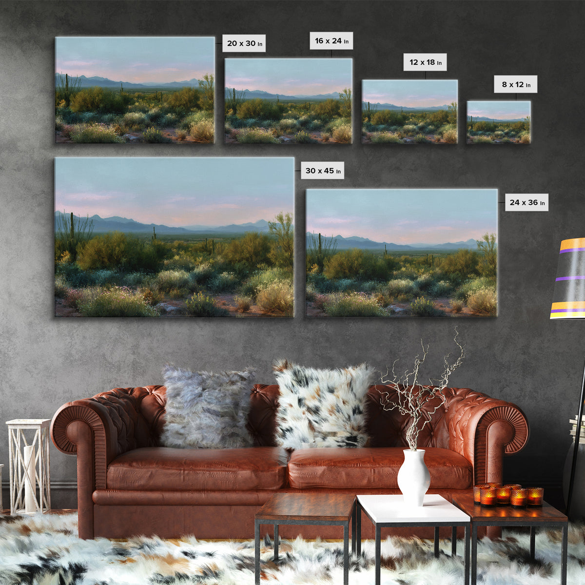 Desert Cactus Blooming After Rain Framed Canvas Print, Nature Art, Art Print, Living Room Decor, Fine Art, Nature, NAT-3x2-96