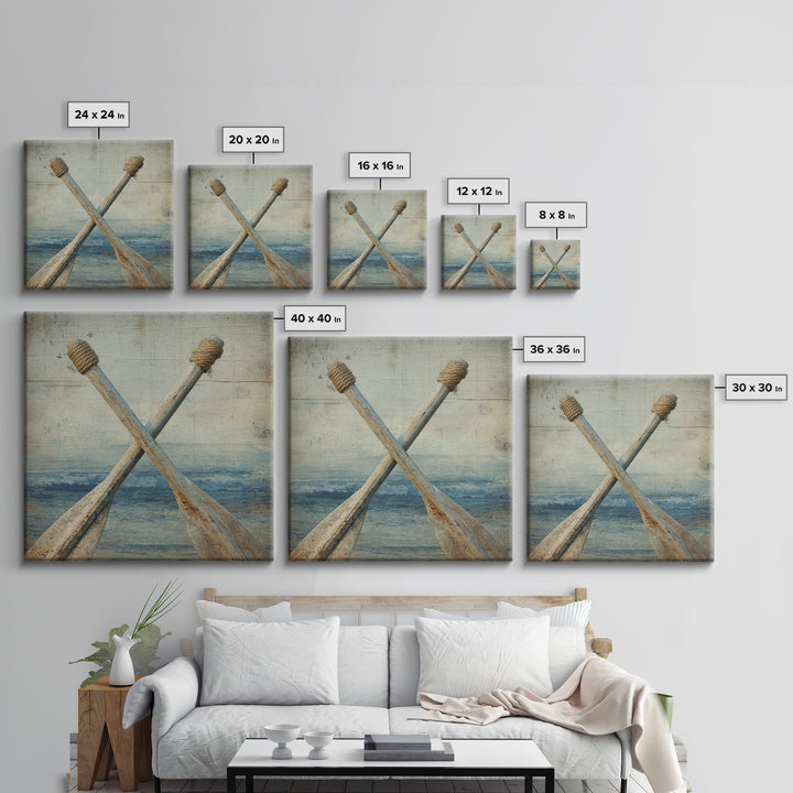 Weathered Oars Crossed Canvas Print, Nautical Art, Coastal Wall Art, Coastal Decor, Harbor, Neutral Decor, Modern Decor, NAU-1x1-35