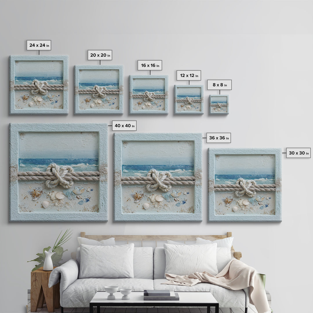 Lobster and Rope Coastal Illustration Framed Canvas Print, Nautical Art, Beach Decor, Coastal Decor, Fine Art, Harbor, NAU-1x1-68