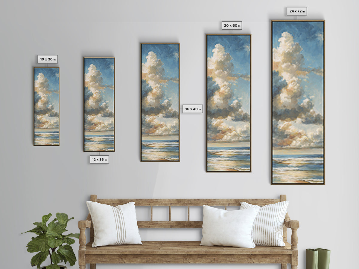 Stormy Cloudscape over Open Ocean Canvas Print, Nautical Art, Nautical Decor, Coastal Decor, Oil Painting, Harbor, NAU-1x3-33