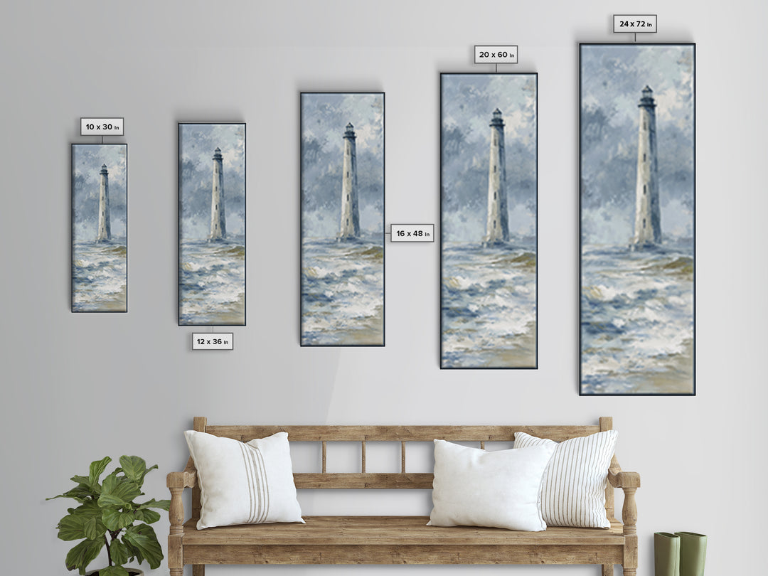 Lighthouse Standing Against Stormy Waves Canvas Print, Nautical Art, Nautical Decor, Coastal Decor, Fine Art, Harbor, NAU-1x3-39