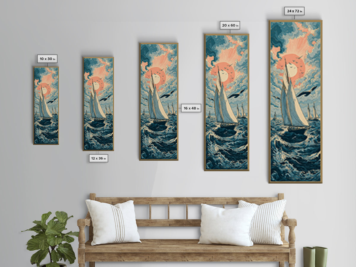 Sailor Tattoo Swallow and Anchor Framed Canvas Print, Nautical Art, Coastal Wall Decor, Coastal Decor, Fine Art, Harbor, NAU-1x3-83