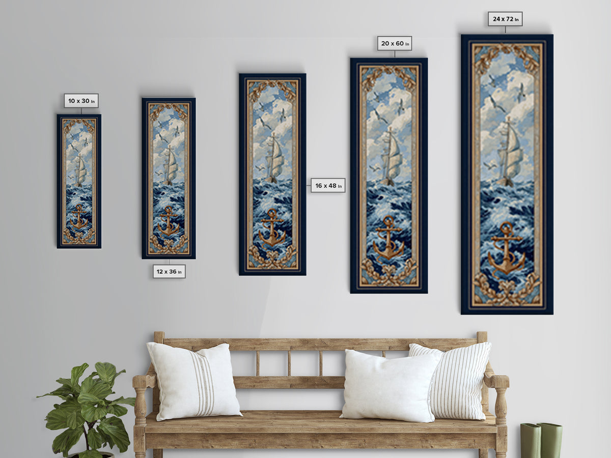 Anchor and Laurel Nautical Crest Without Text Canvas Print, Nautical Art, Coastal Wall Decor, Coastal Decor, Fine Art, Harbor, NAU-1x3-89