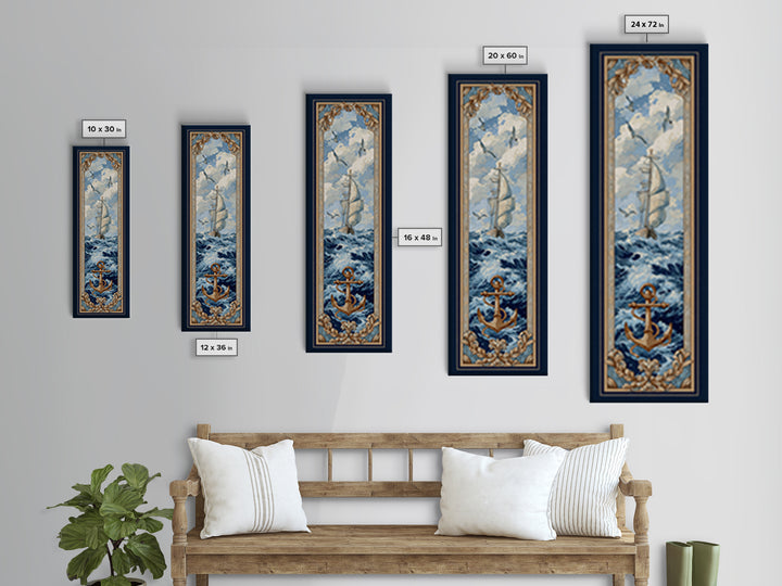 Anchor and Laurel Nautical Crest Without Text Canvas Print, Nautical Art, Coastal Wall Decor, Coastal Decor, Fine Art, Harbor, NAU-1x3-89