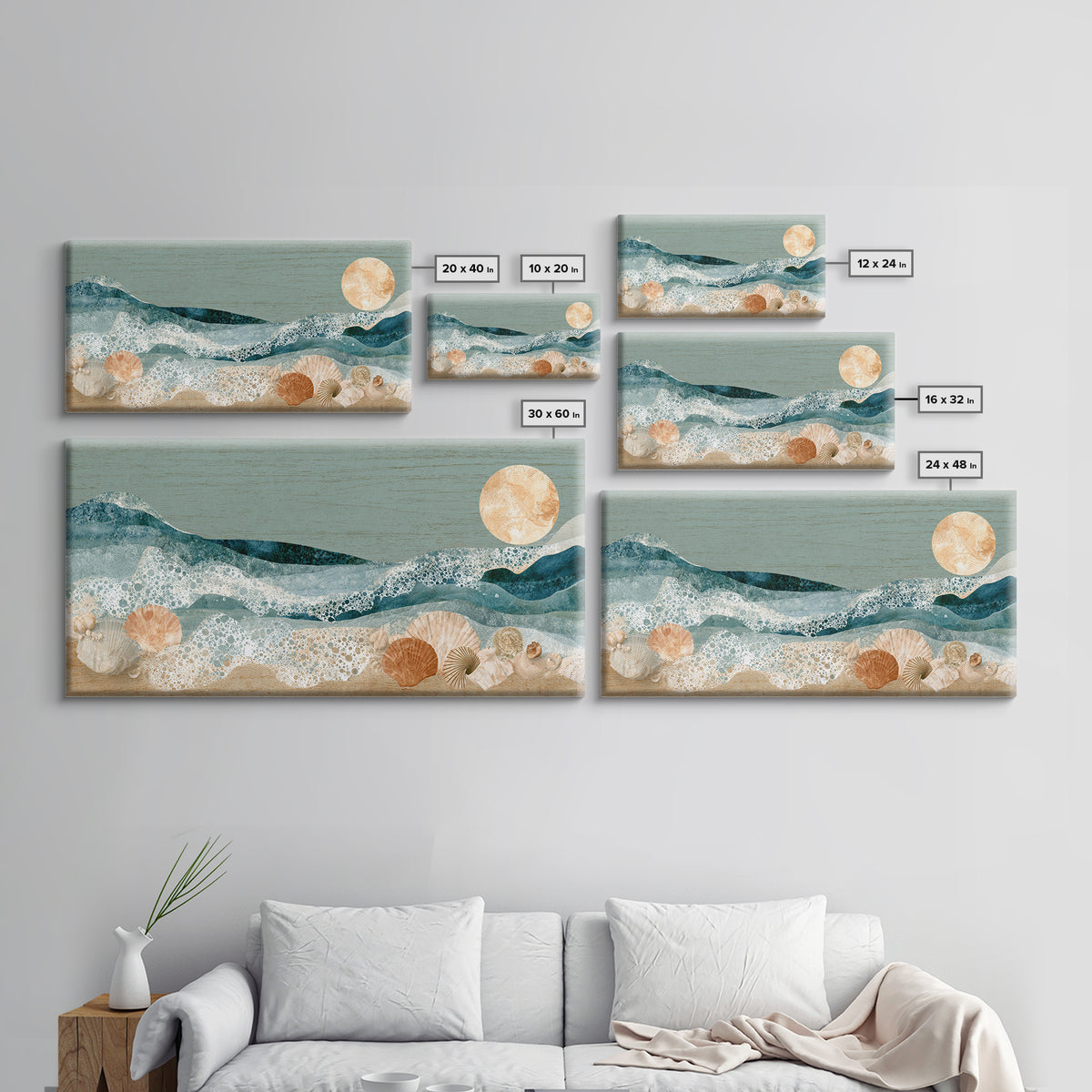 Porthole View of Waves and Moon Framed Canvas Print, Nautical Art, Room Decor, Coastal Decor, Fine Art, Harbor, Printable, NAU-2x1-42