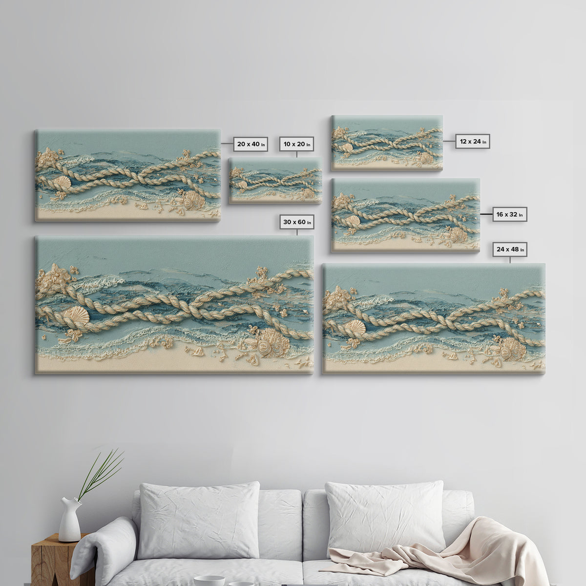 Lobster and Rope Coastal Illustration Canvas Print, Nautical Art, Printable, Coastal Decor, Fine Art, Harbor, Beach Decor, NAU-2x1-64