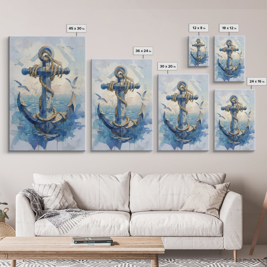 Octopus Wrapped Around an Anchor Canvas Print, Nautical Art, Digital Print, Coastal Decor, Fine Art, Harbor, Beach Print, NAU-2x3-45