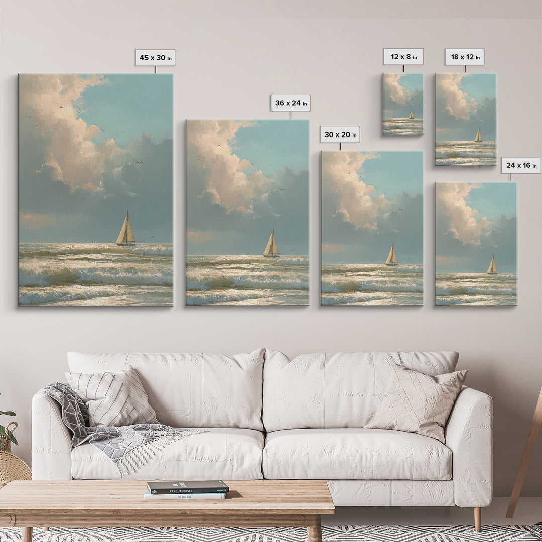 Stormy Cloudscape over Open Ocean Canvas Print, Nautical Art, Printable Wall Art, Coastal Decor, Fine Art, Harbor, Beach Decor, NAU-2x3-5