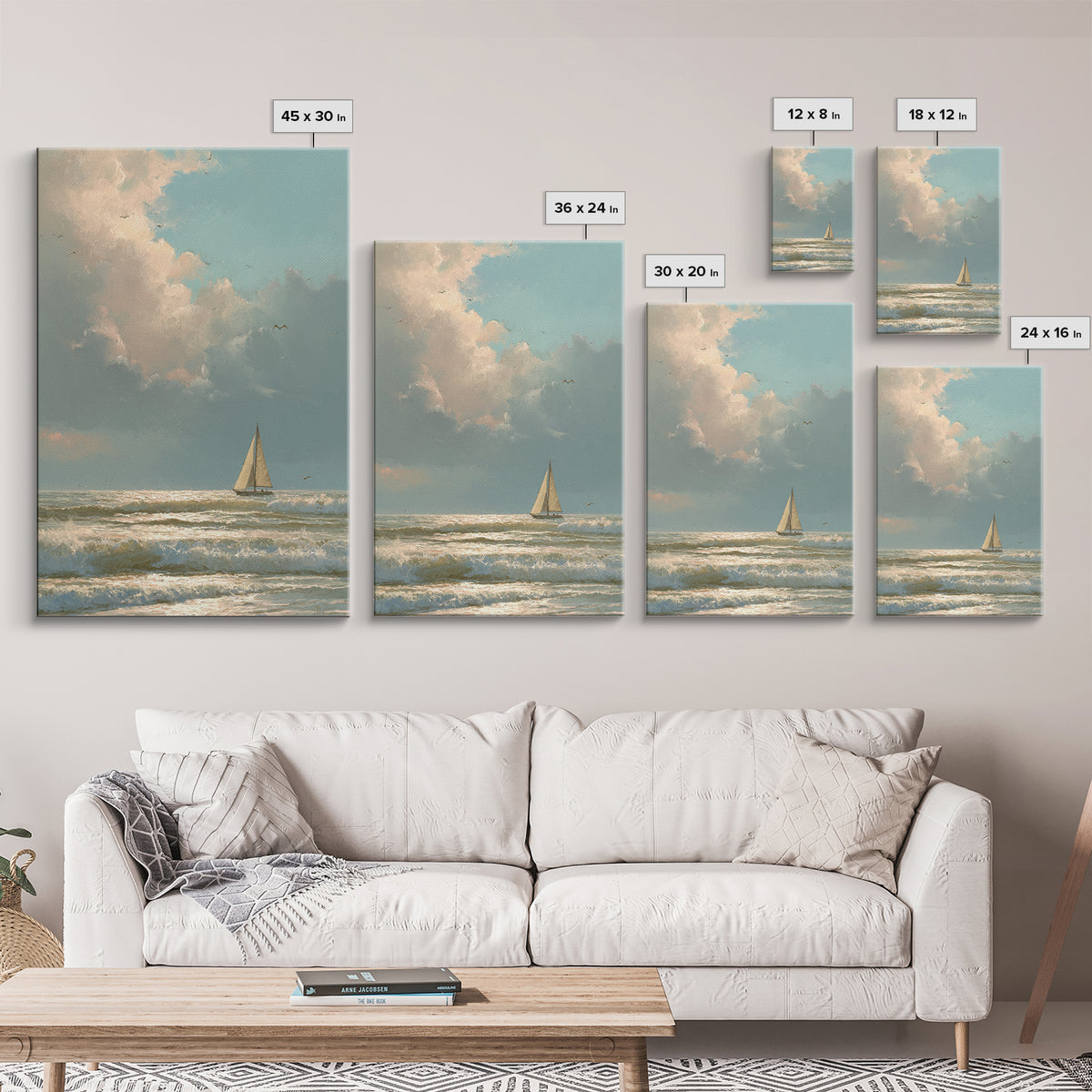 Stormy Cloudscape over Open Ocean Canvas Print, Nautical Art, Printable Wall Art, Coastal Decor, Fine Art, Harbor, Beach Decor, NAU-2x3-5