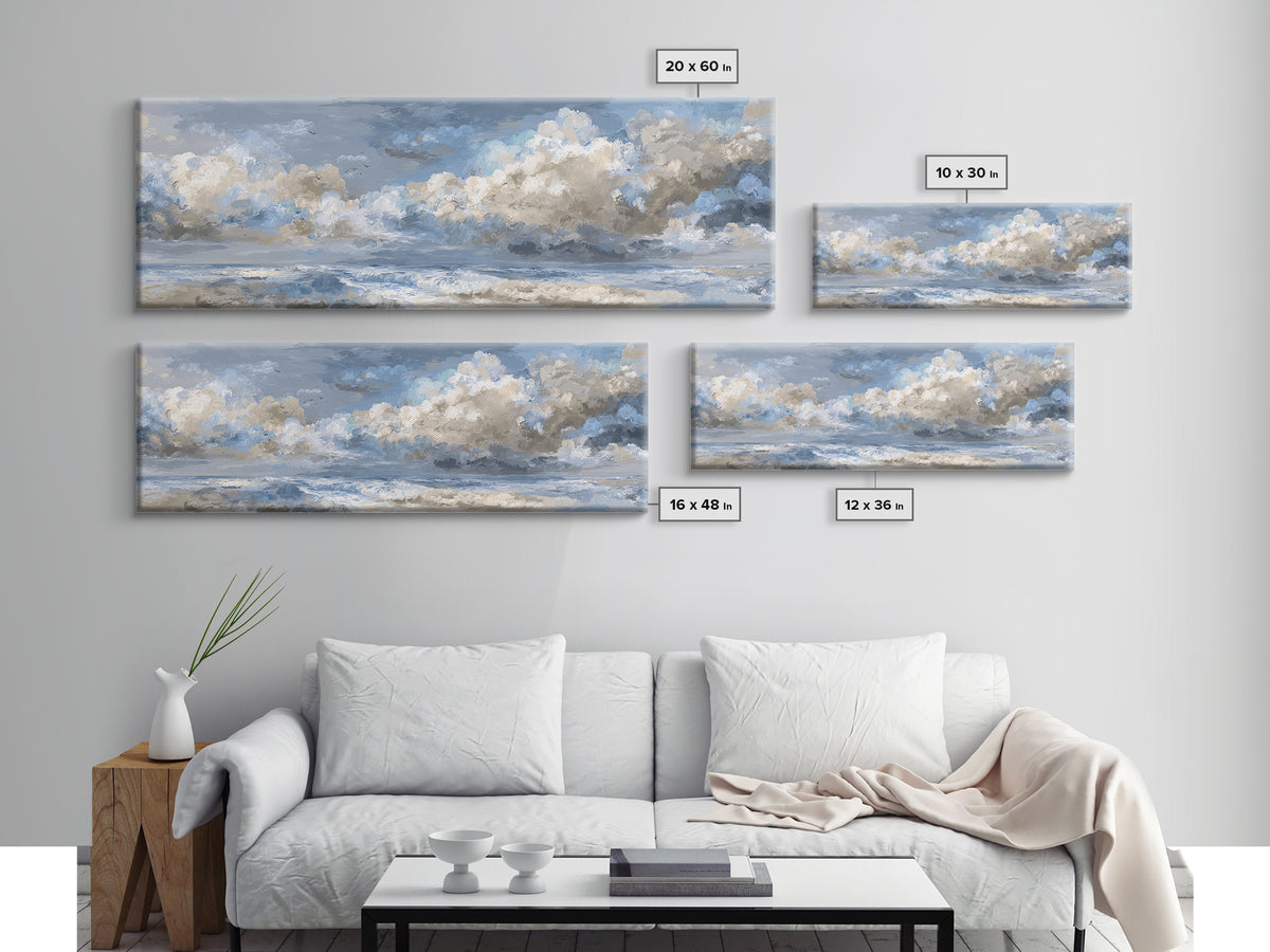 Stormy Cloudscape over Open Ocean Canvas Print, Nautical Art, Nautical Decor, Coastal Decor, Oil Painting, Harbor, NAU-3x1-13