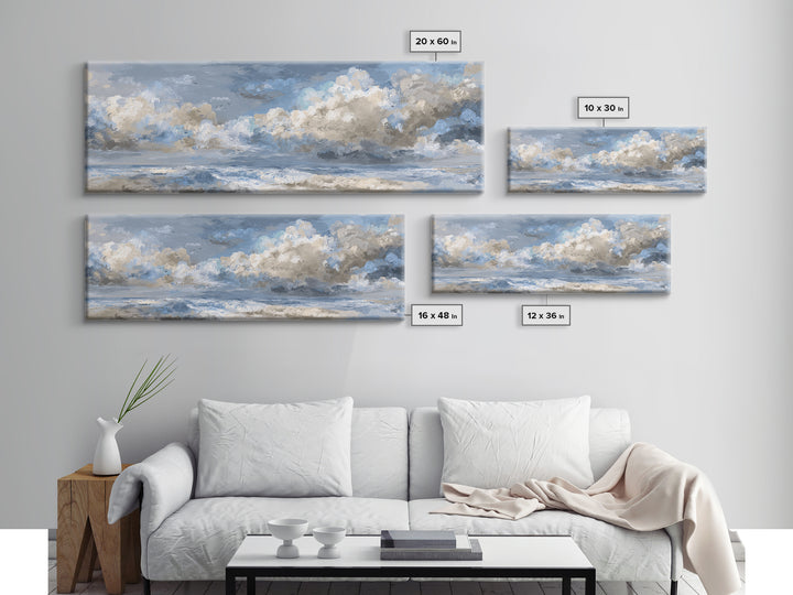 Stormy Cloudscape over Open Ocean Canvas Print, Nautical Art, Nautical Decor, Coastal Decor, Oil Painting, Harbor, NAU-3x1-13