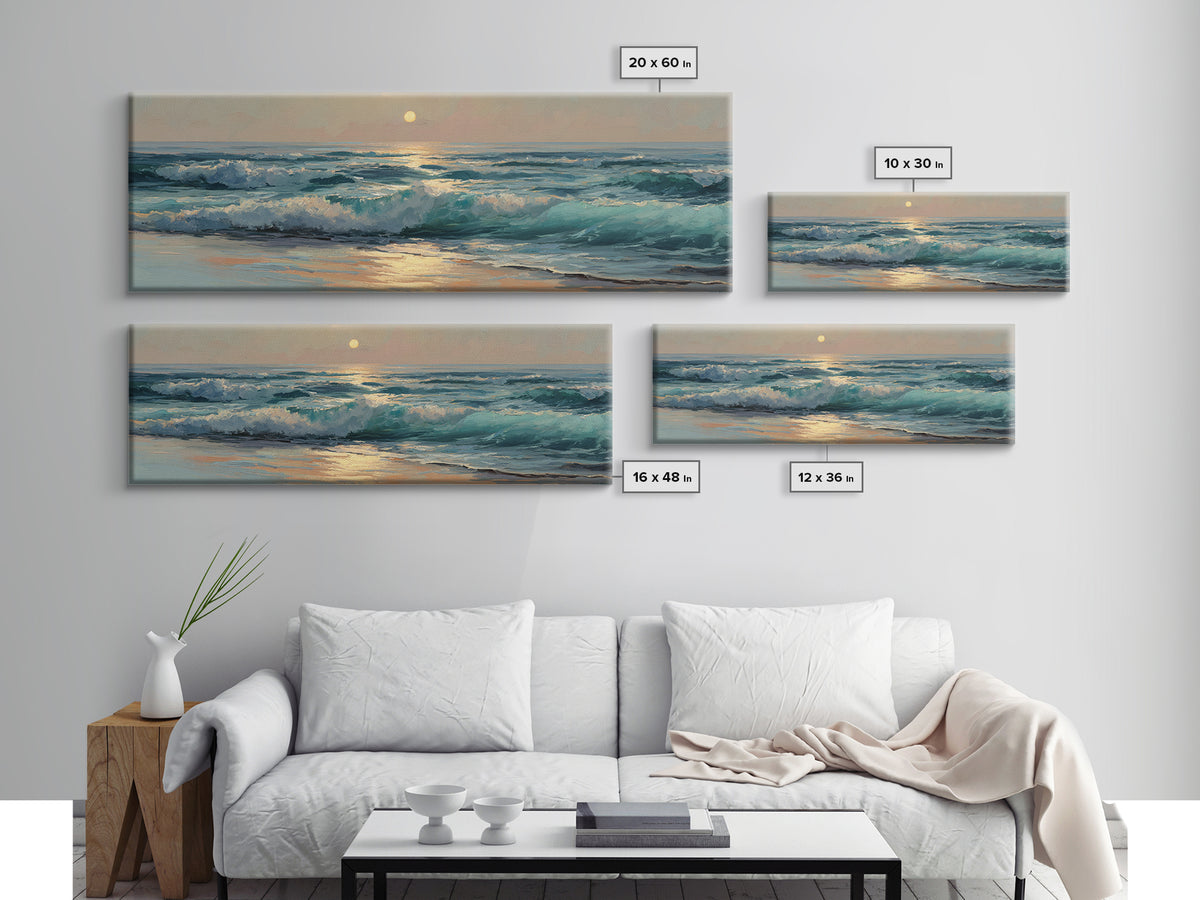 Porthole View of Waves and Moon Canvas Print, Nautical Art, Modern Decor, Coastal Decor, Fine Art, Harbor, Poster, Wall Decor, NAU-3x1-14