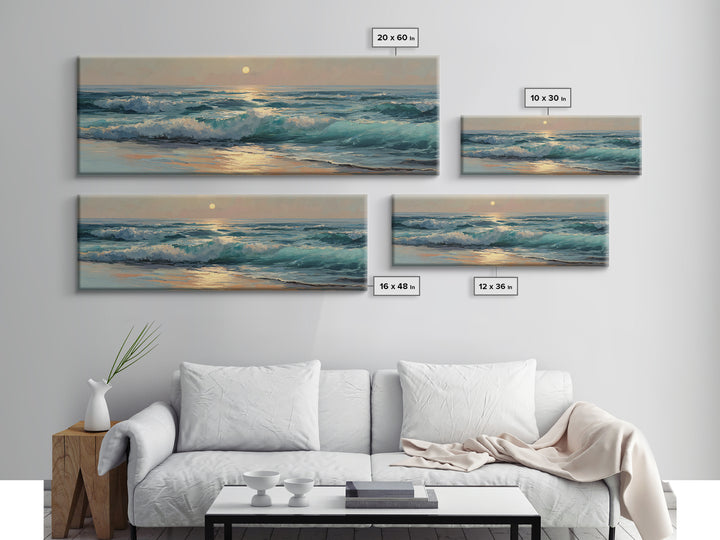 Porthole View of Waves and Moon Canvas Print, Nautical Art, Modern Decor, Coastal Decor, Fine Art, Harbor, Poster, Wall Decor, NAU-3x1-14