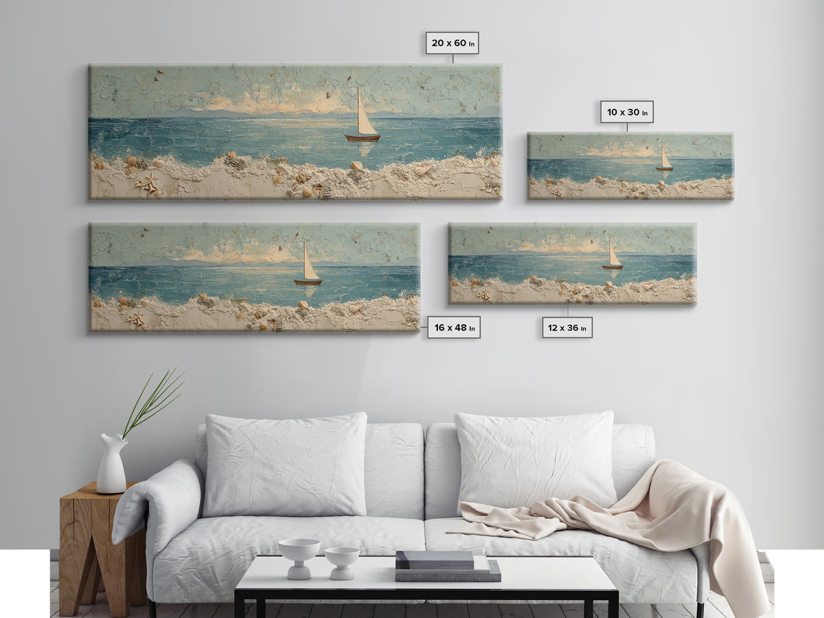 Whale Tail Beside Small Sailboat Framed Canvas Print, Nautical Art, Coastal Decor, Oil Painting, Harbor, Fine Art Print, NAU-3x1-74
