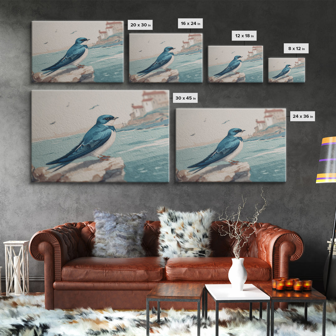 Sailor Tattoo Swallow and Anchor Canvas Print, Nautical Art, Beach Print, Coastal Decor, Fine Art, Harbor, Luxury Decor, NAU-3x2-3