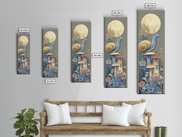 Garden Snail with Mushroom House Canvas Print, Nursery Decor, Nursery Prints, Nursery, Nursery Wall Decal, Boy Nursery Decor, NDE-1x3-11