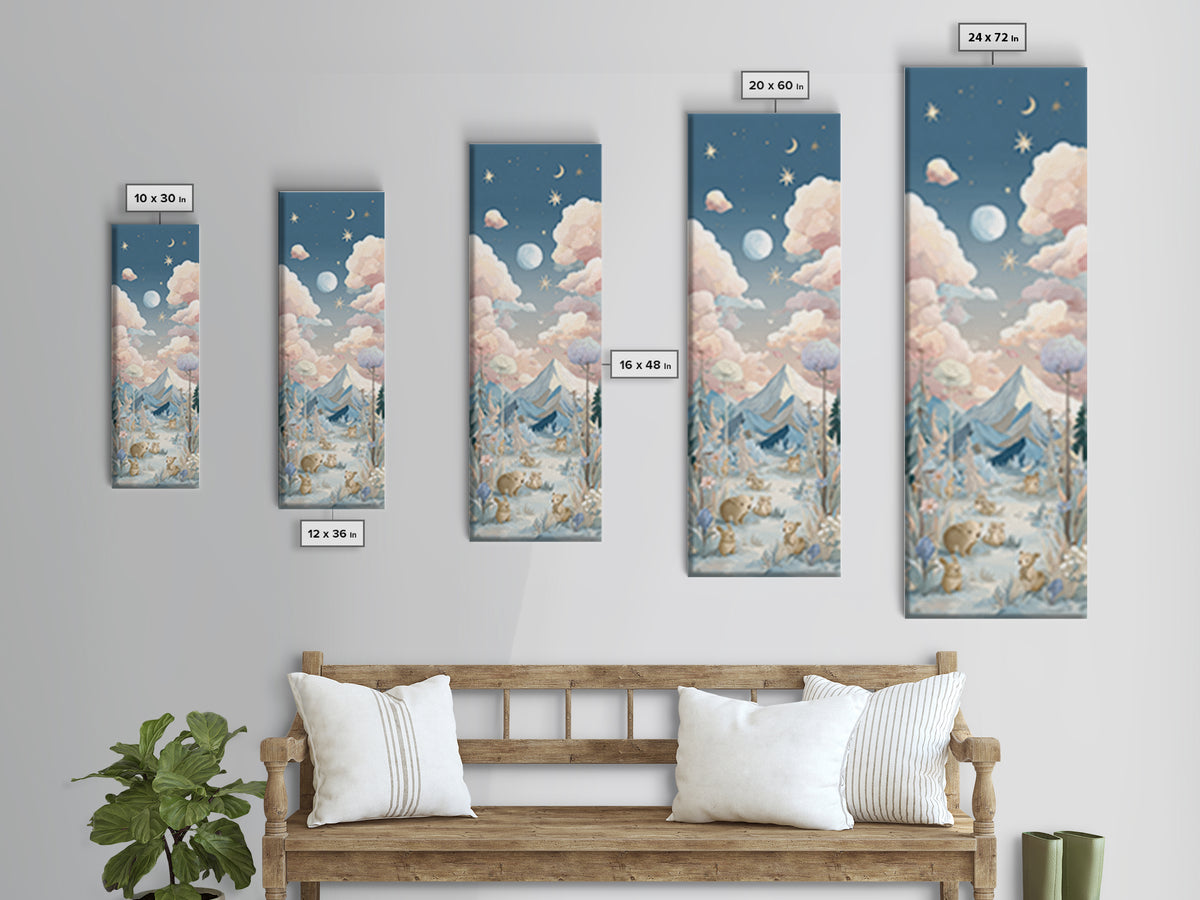 Calm Mountain Nursery Landscape Canvas Print, Nursery Decor, Wall Art, Fine Art, Nursery, Nursery Wall Decor, Nursery Art, NDE-1x3-12