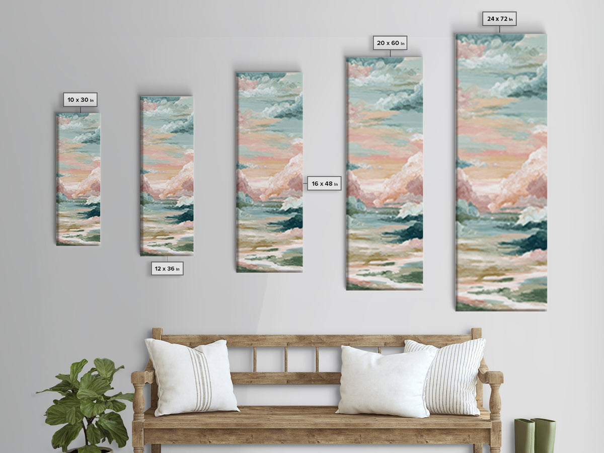 Pastel Rainbow with Soft Cloud Shapes Canvas Print, Nursery Decor, Minimalist Decor, Nursery, Wall Decals, Nursery Wall Decor, NDE-1x3-13