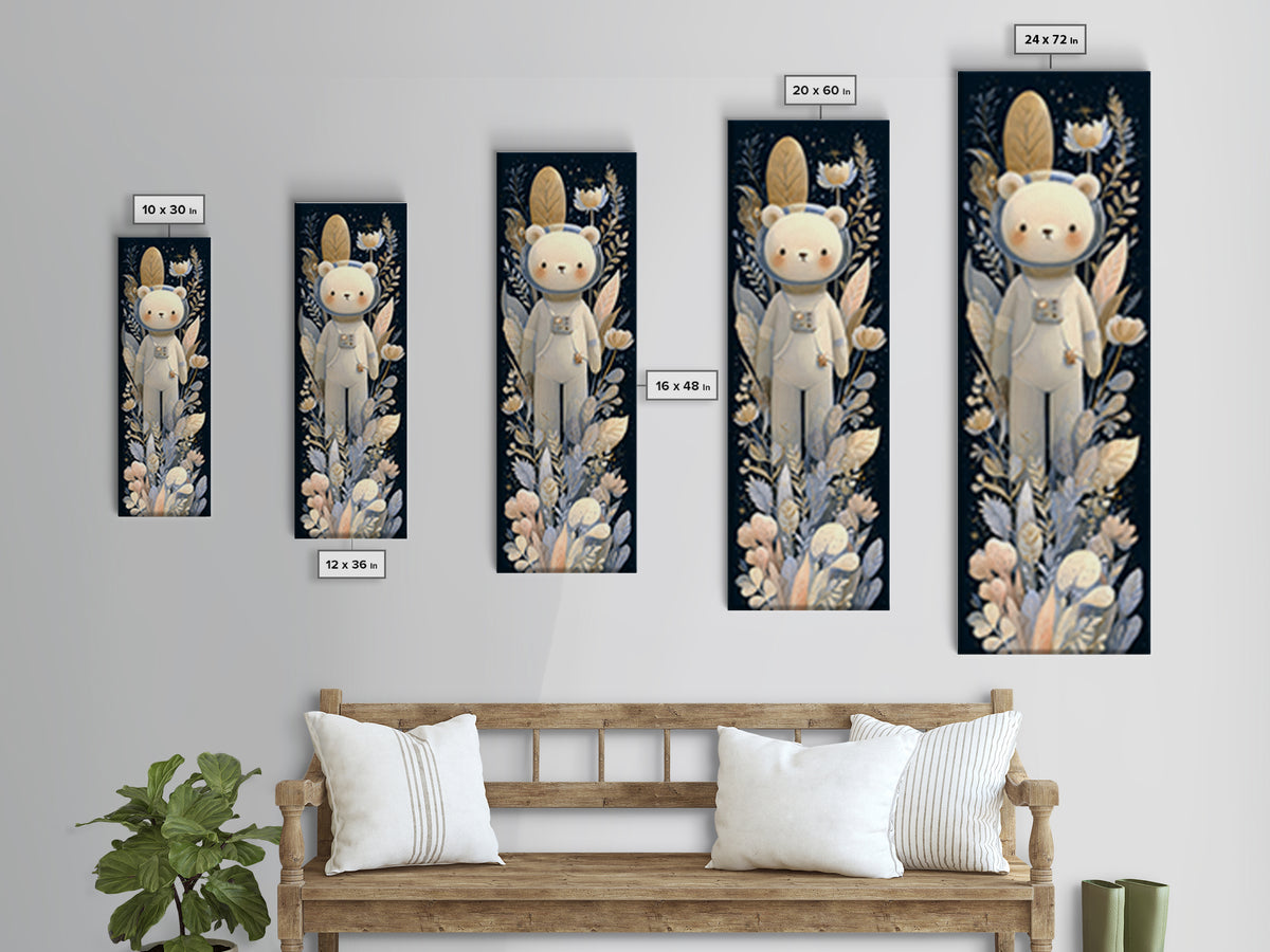 Little Astronaut Bear Canvas Print, Nursery Decor, Wall, Oil Painting, Nursery, Nursery Wall Decals, Woodland Nursery, NDE-1x3-27