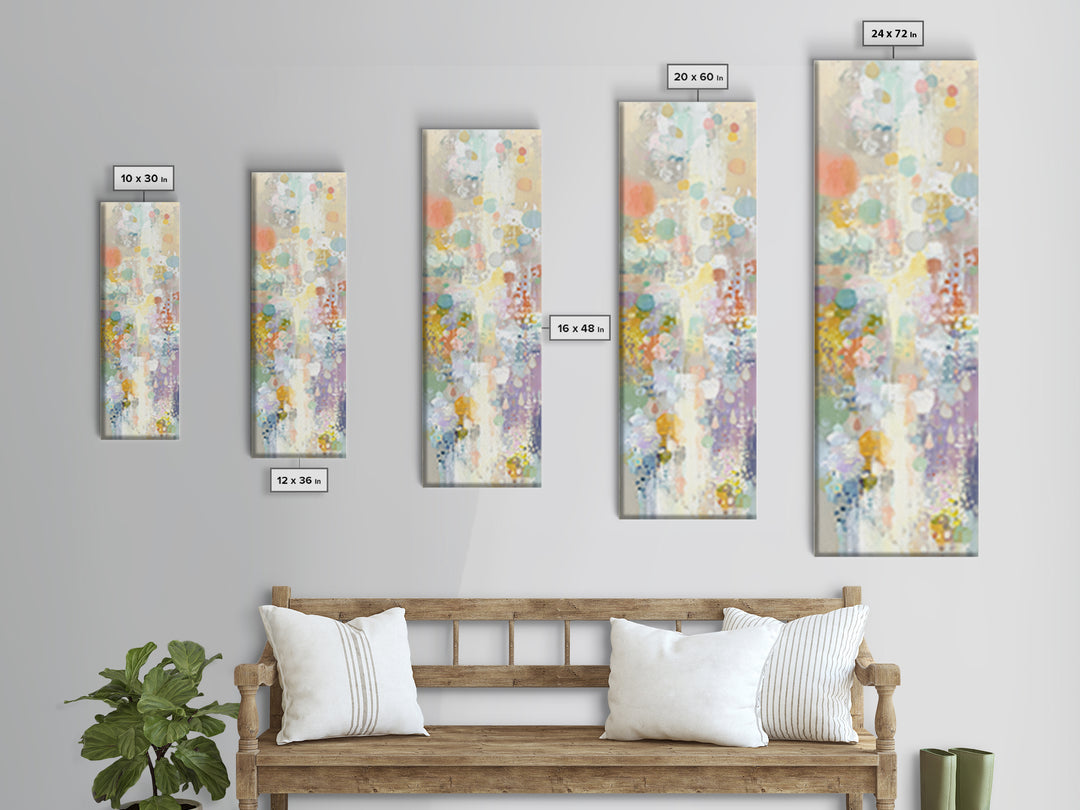 Cloud Rainbow and Raindrop Composition Canvas Print, Nursery Decor, Canvas, Fine Art, Nursery, Playroom Decor, Floral Wall Art, NDE-1x3-32