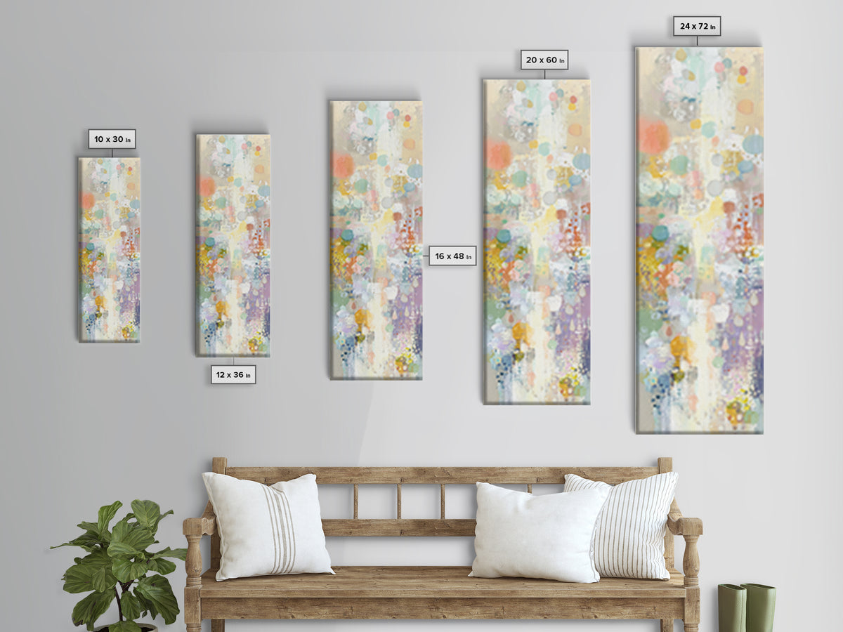 Cloud Rainbow and Raindrop Composition Canvas Print, Nursery Decor, Canvas, Fine Art, Nursery, Playroom Decor, Floral Wall Art, NDE-1x3-32