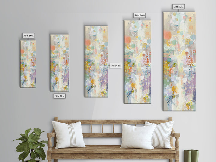 Cloud Rainbow and Raindrop Composition Canvas Print, Nursery Decor, Canvas, Fine Art, Nursery, Playroom Decor, Floral Wall Art, NDE-1x3-32